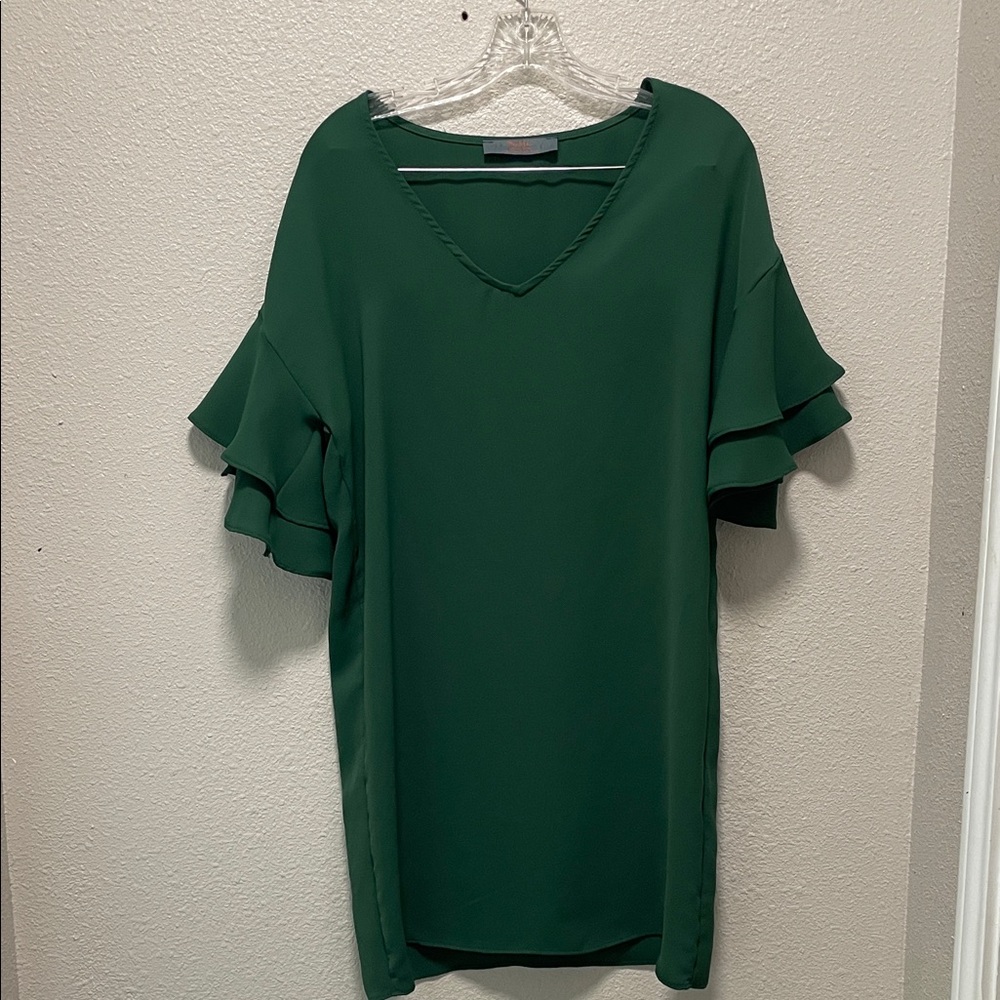 Madeline Emerald Deess with Ruffle Detail